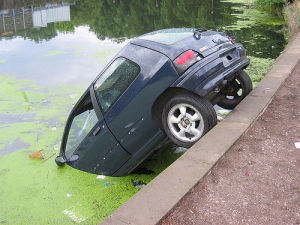 car tipped into lake