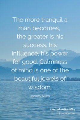 The more tranquil a man becomes, the greater is his success... James Allen quote. Live intentionally 