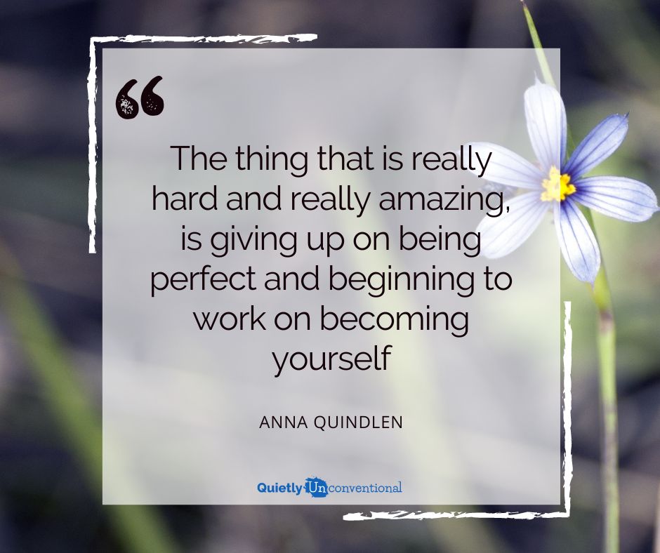 “The thing that is really hard and really amazing, is giving up on being perfect and beginning to work on becoming yourself.” – Anna Quindlen