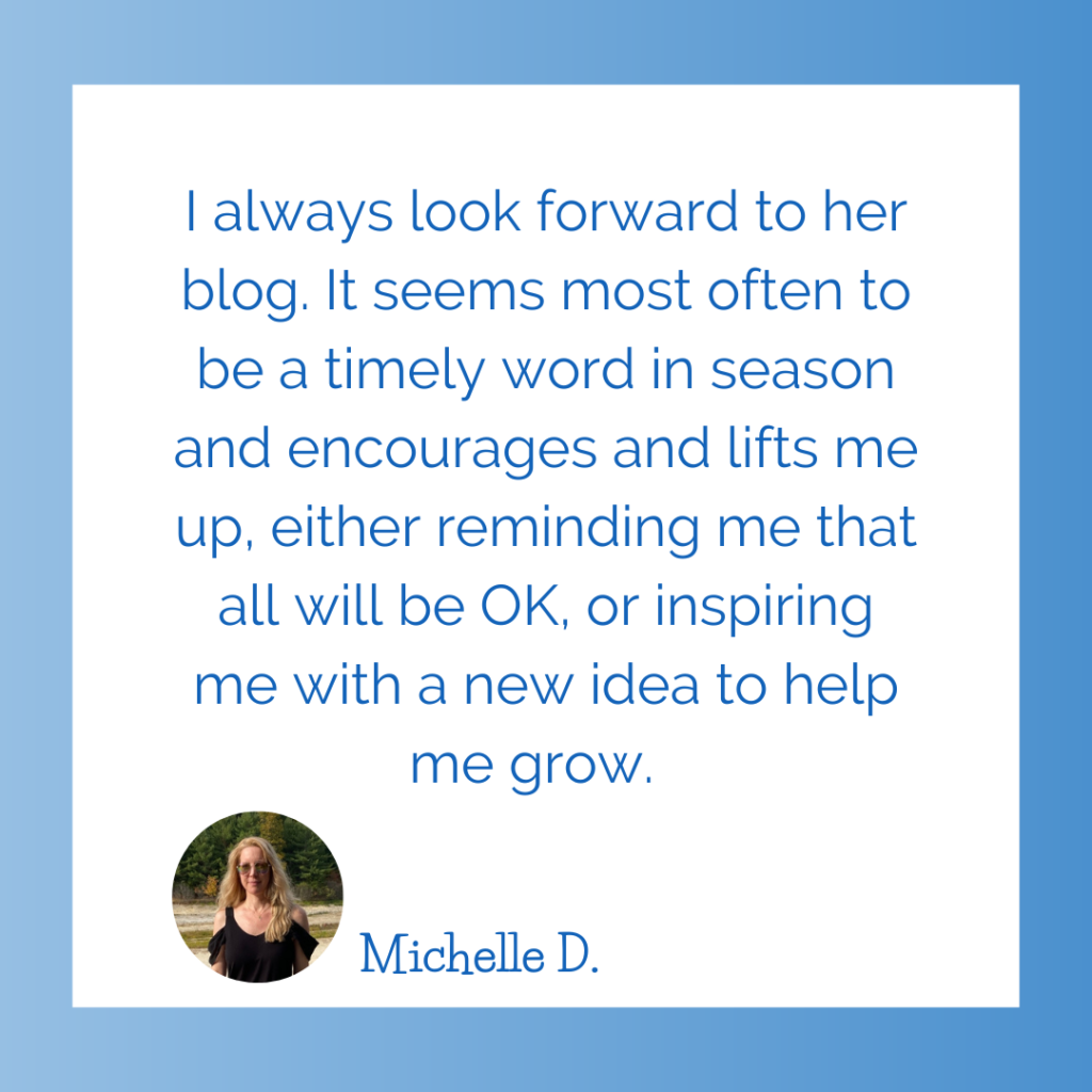 Michelle's blog testimonial. I look forward to her blog...